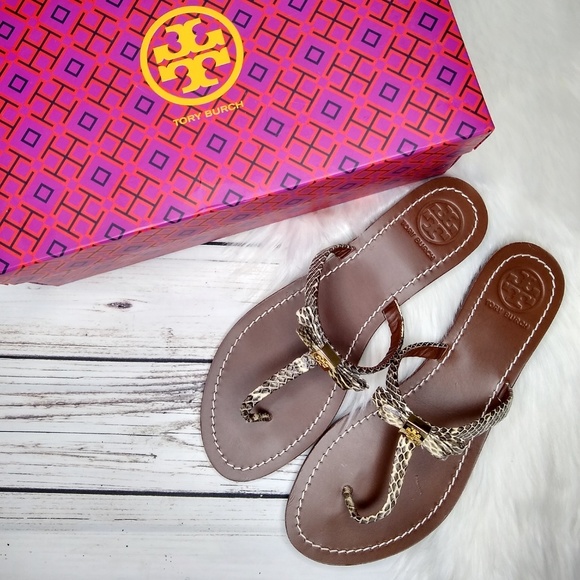 Tory Burch Shoes - TORY BURCH SNAKESKIN PRINT BOW SANDALS SIZE 9 EUC